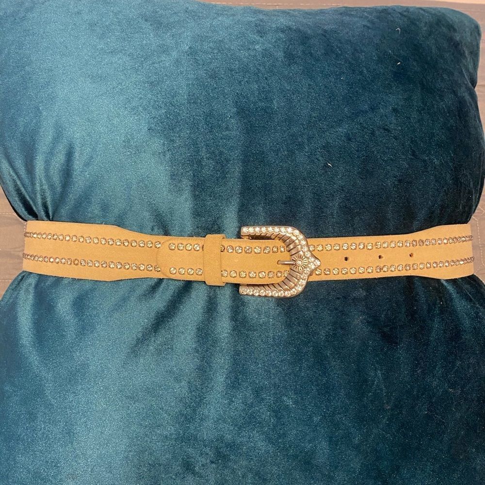 Dismero crystal detailed genuine leather belt, L 38,5 inch, made in Italy 🇮🇹